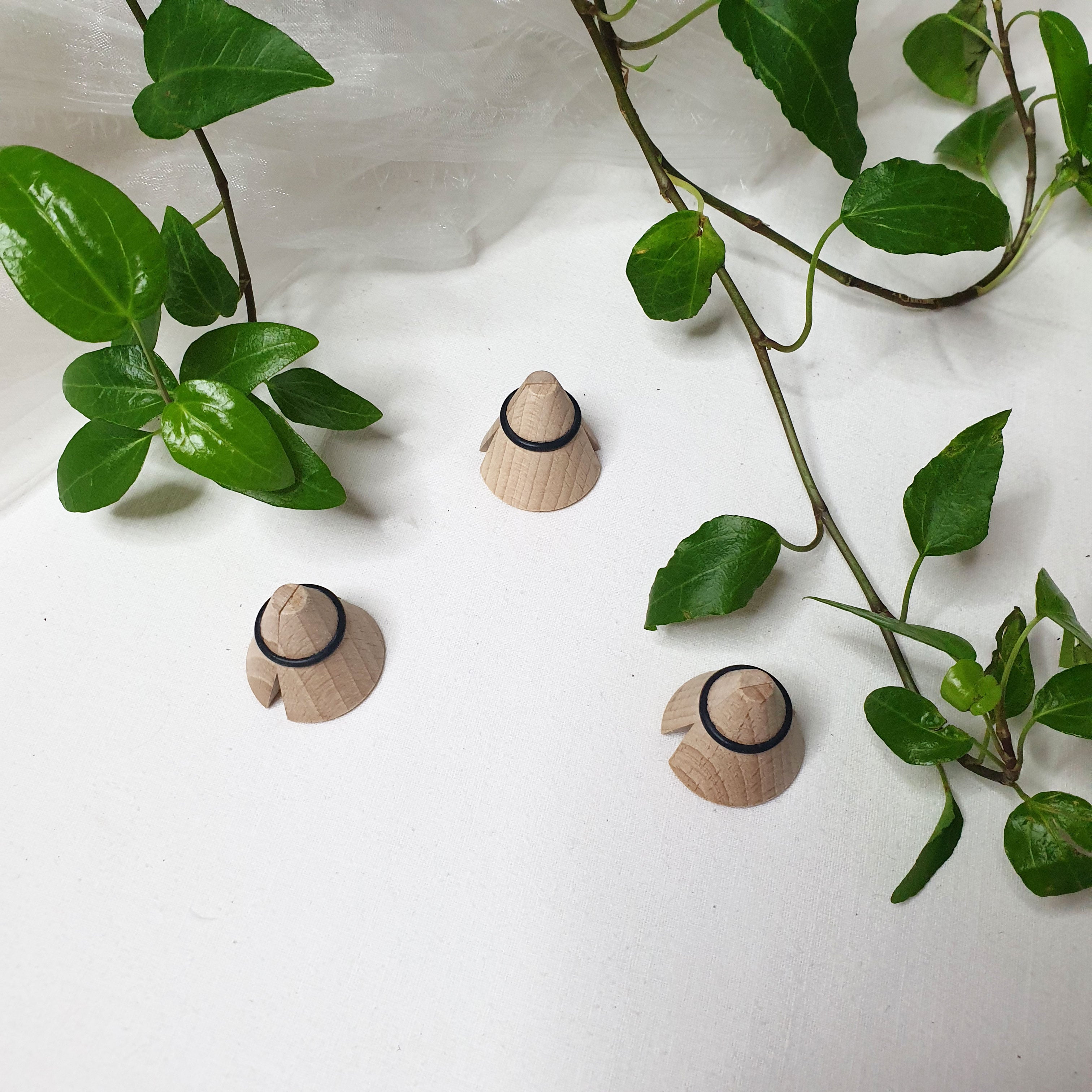 Lot de 3 pinces photos et mémo en bois "i-cone" black - Tout simplement