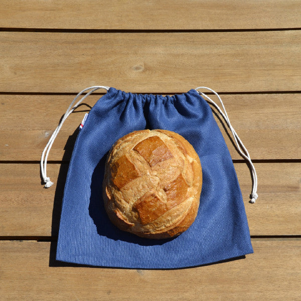 Sac à pain Gourmand en lin 100% eco-responsable et made in France bleu 1