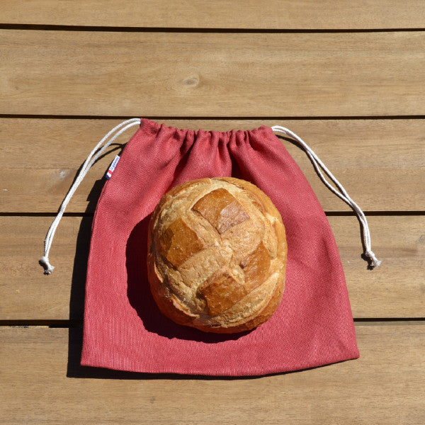 Sac à pain Gourmand en lin 100% eco-responsable et made in France rouge 1