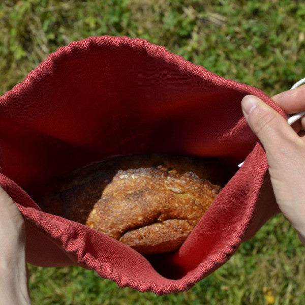 Sac à pain Gourmand en lin 100% eco-responsable et made in France rouge 2