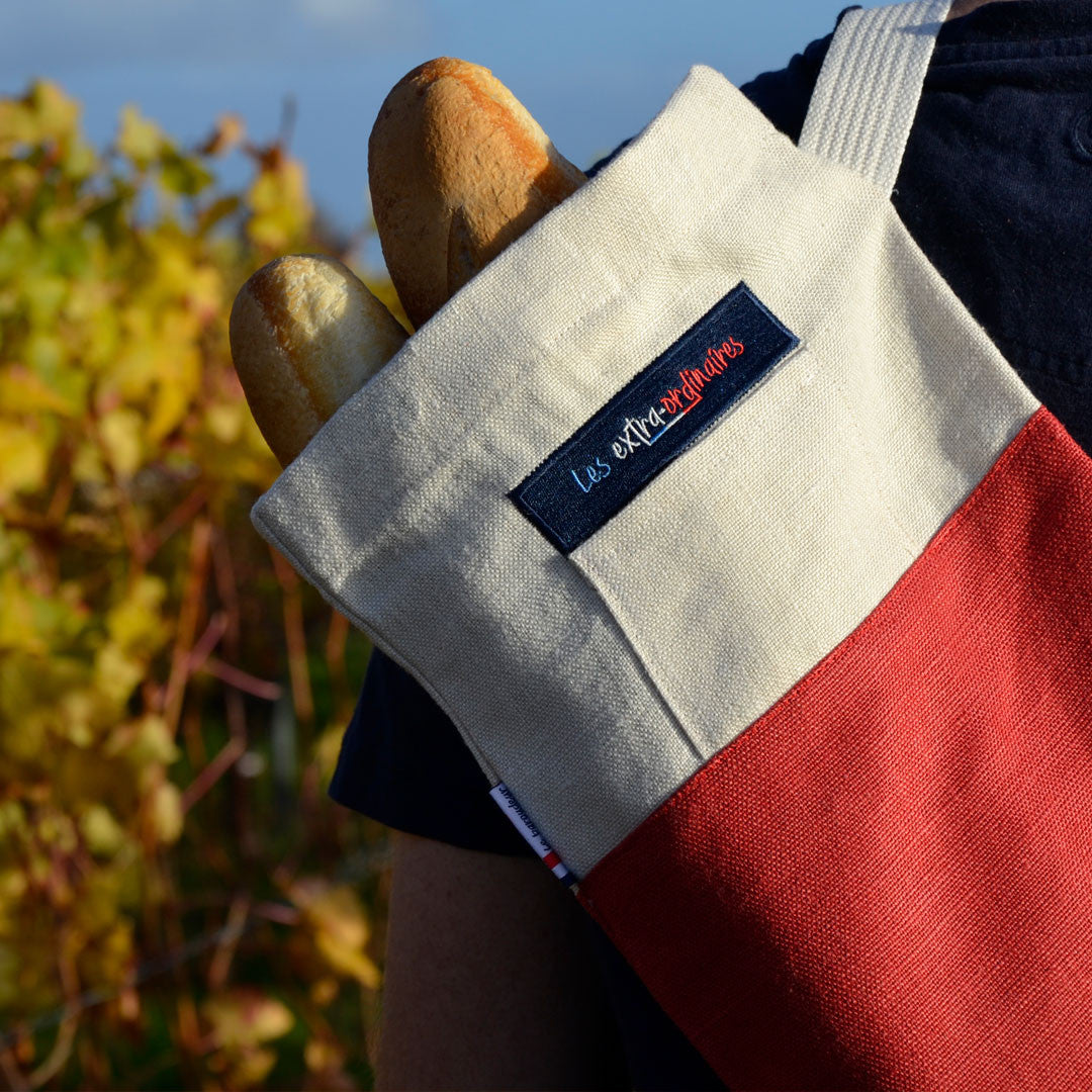 Sac le Baroudeur 100% en lin et made in France par Les extra-ordinaires rouge 3