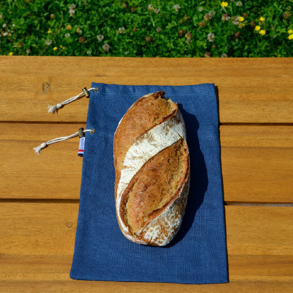 Sac à pain le pochon 100% en lin et made in France Les extra ordinaires bleu 1