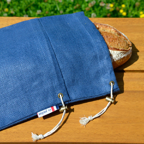 Sac à pain le pochon 100% en lin et made in France Les extra ordinaires bleu 2