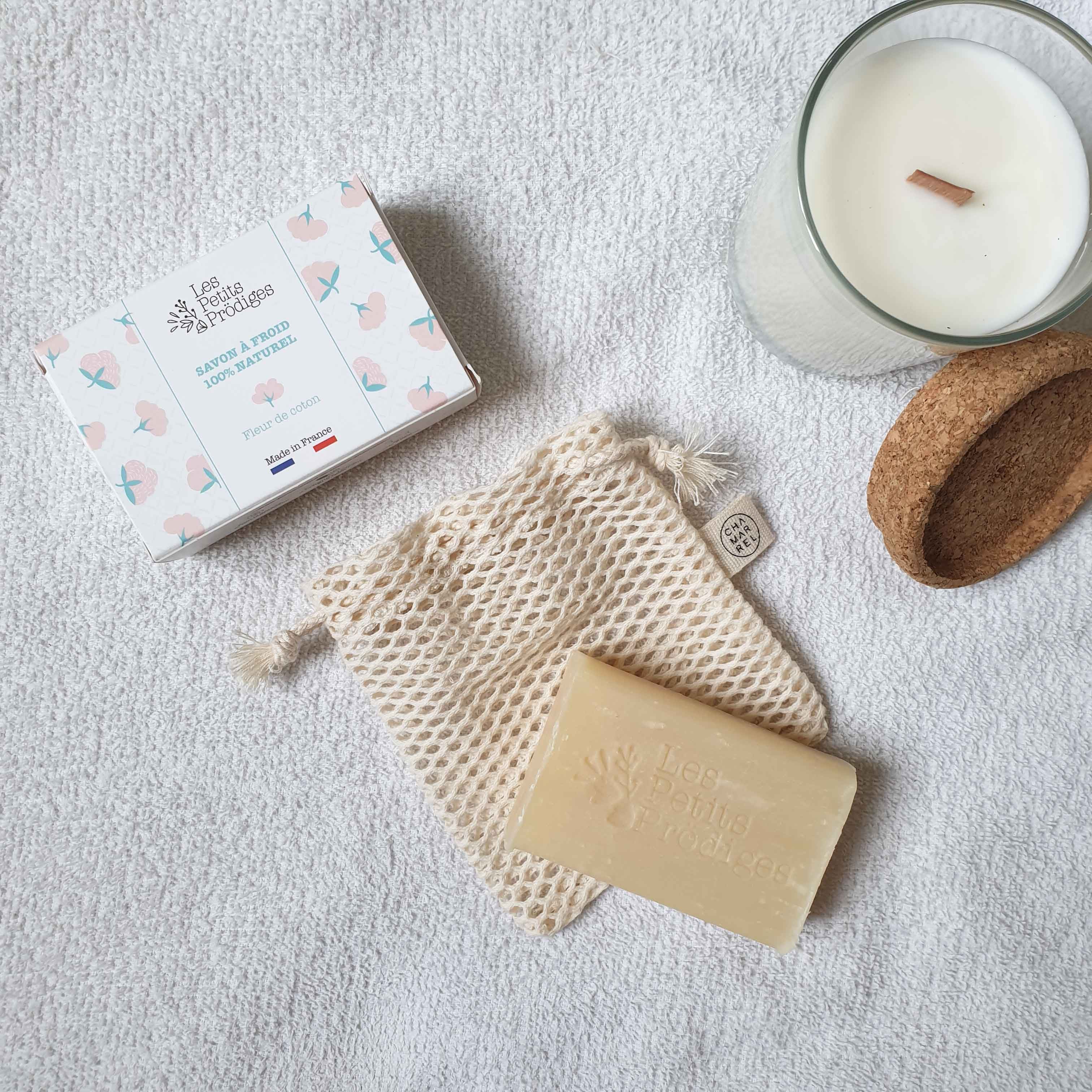 Duo zéro déchet Savon solide Fleur de coton & son Filet - Les petits prodiges