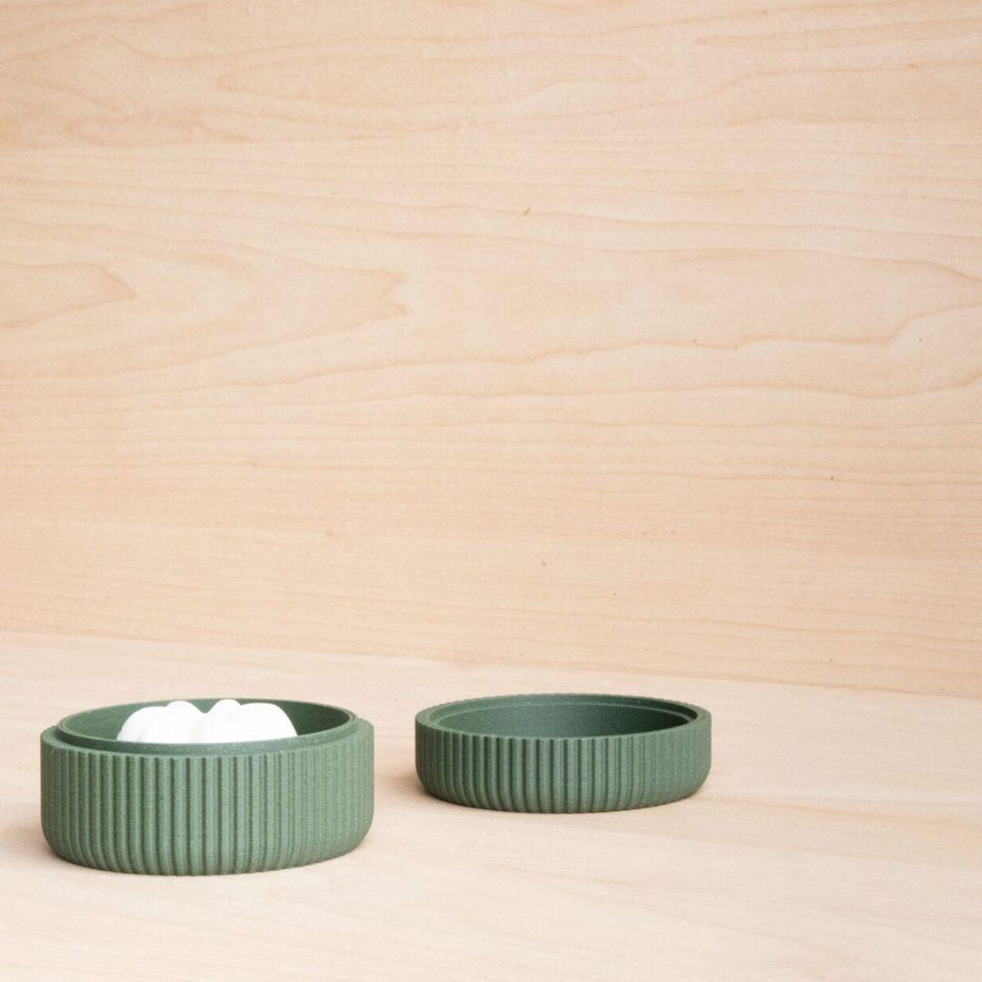 Porte savon design vert en bois recyclé et bio plastique - Minimum design