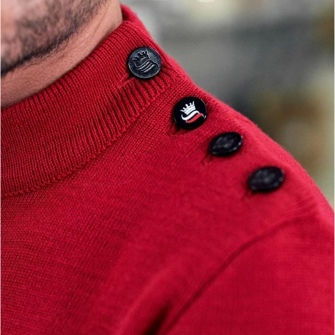 Pull Marin Uni 100% Laine Vierge ADRIAN - Rouge