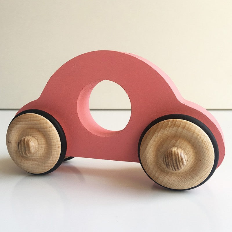 Jouet en bois petite voiture rose