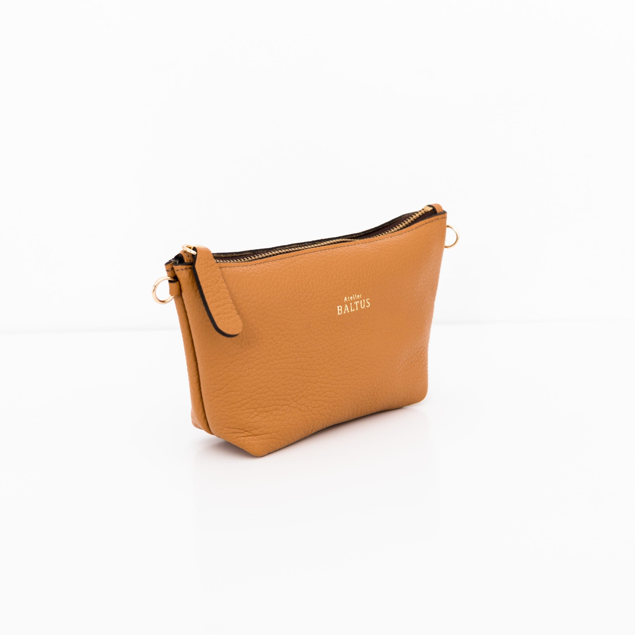 Pochette à maquillage cuir camel