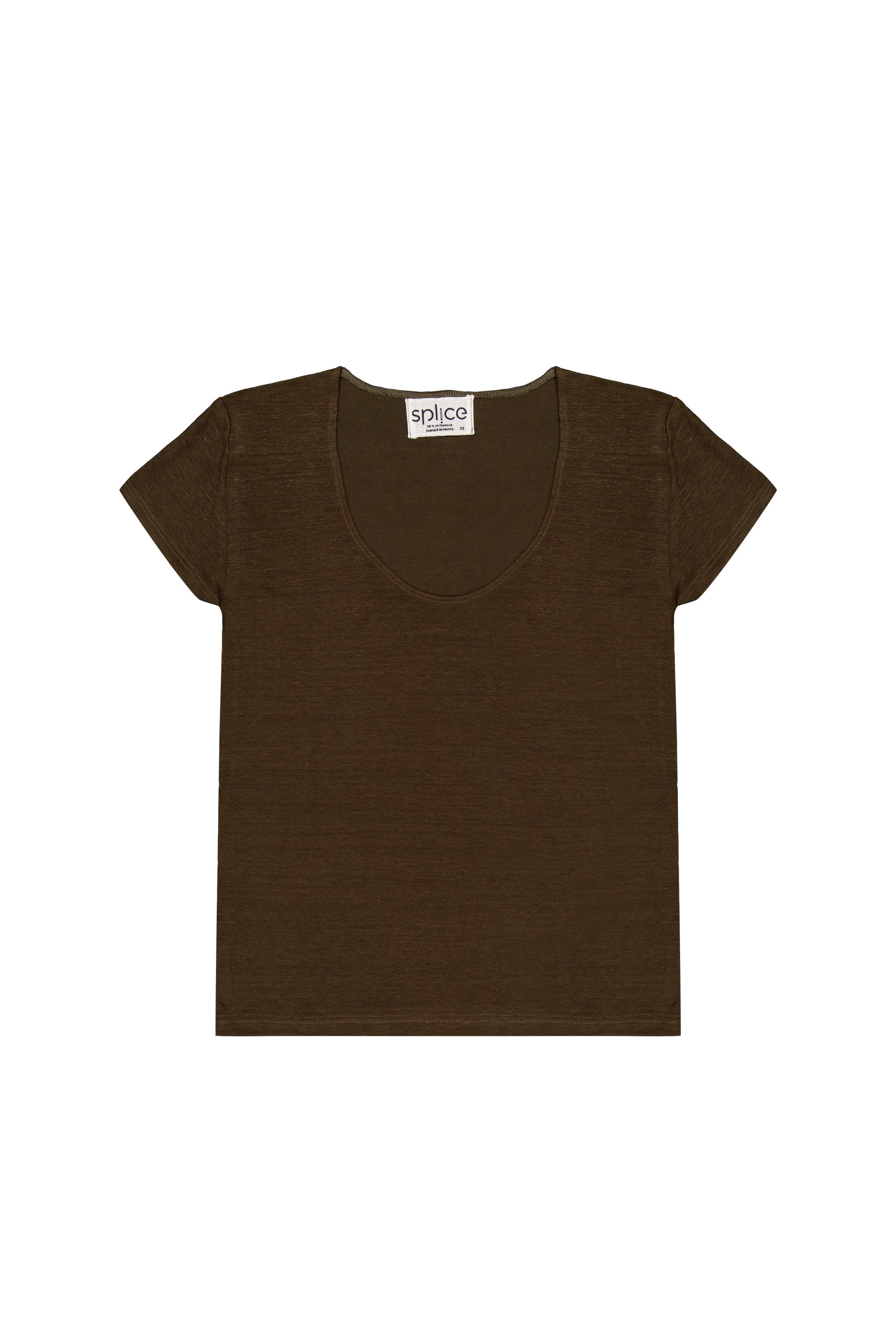Tee-shirt en lin kaki