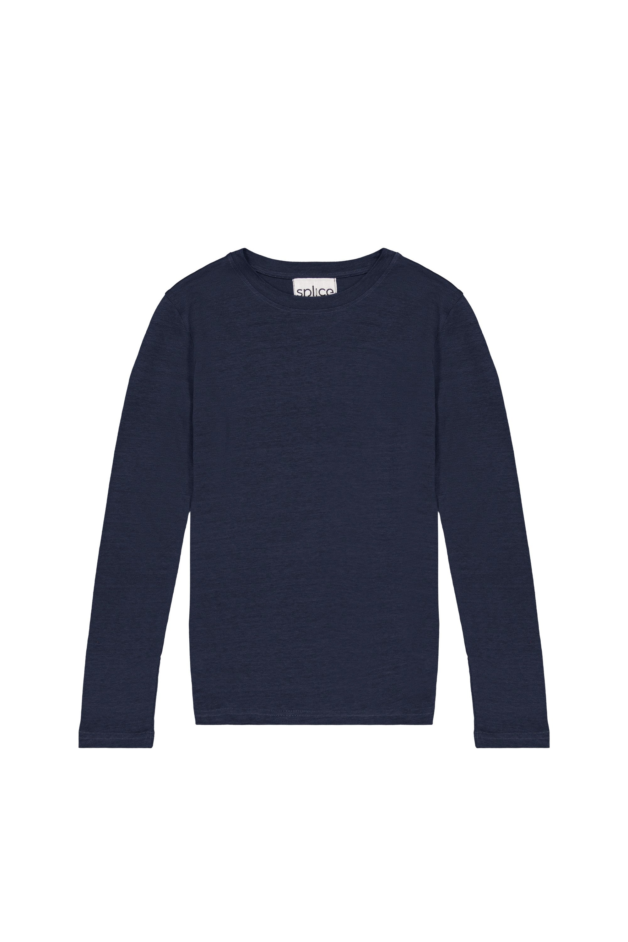 T-shirt tricoté en lin bleu