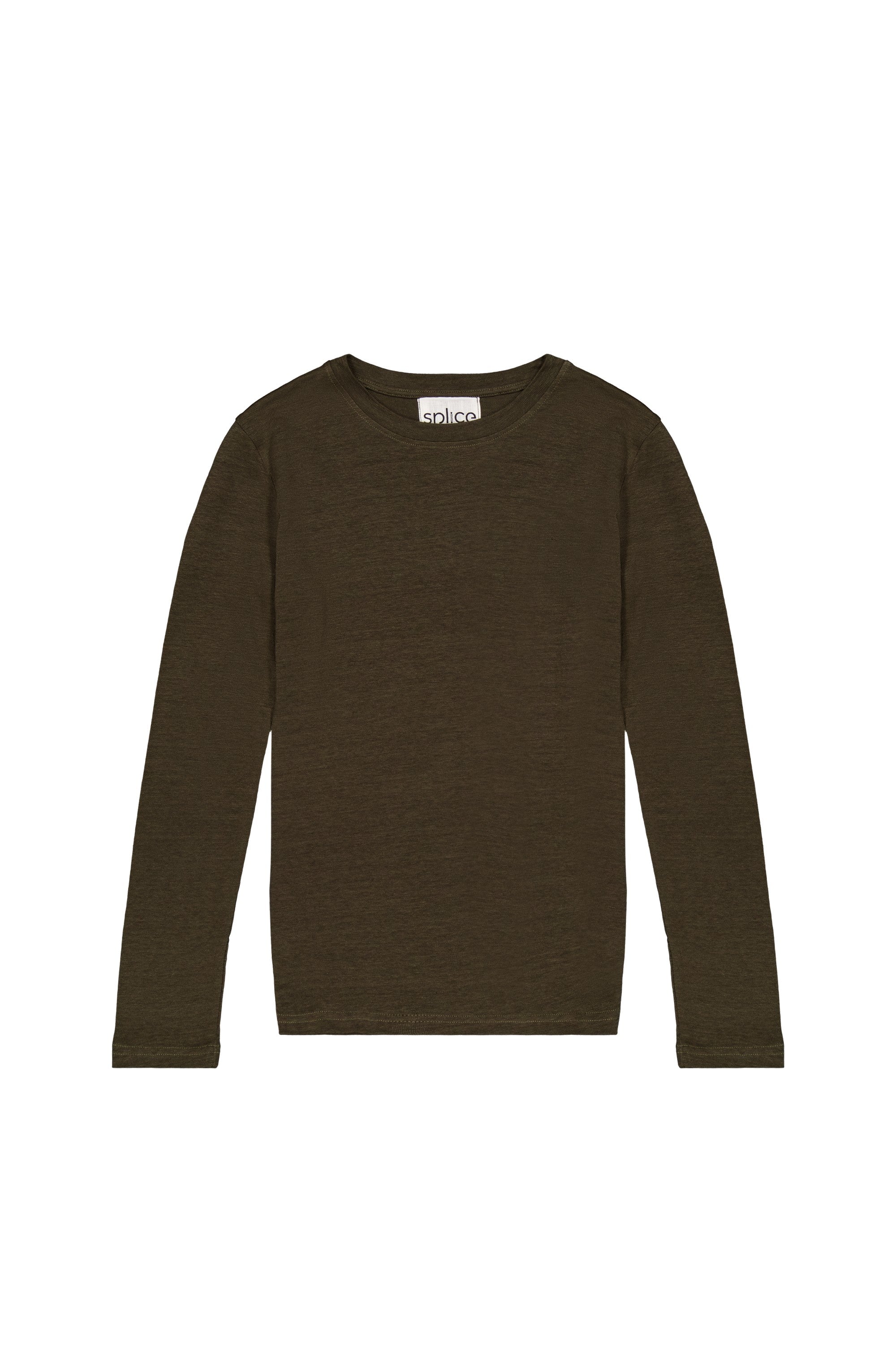 T-shirt tricoté en lin kaki