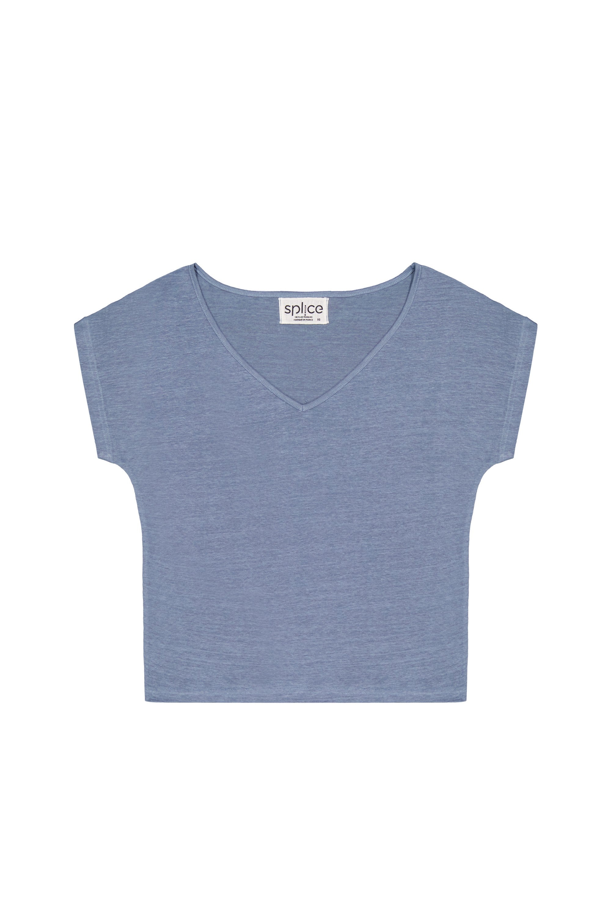 T-shirt en lin femme bleu ciel
