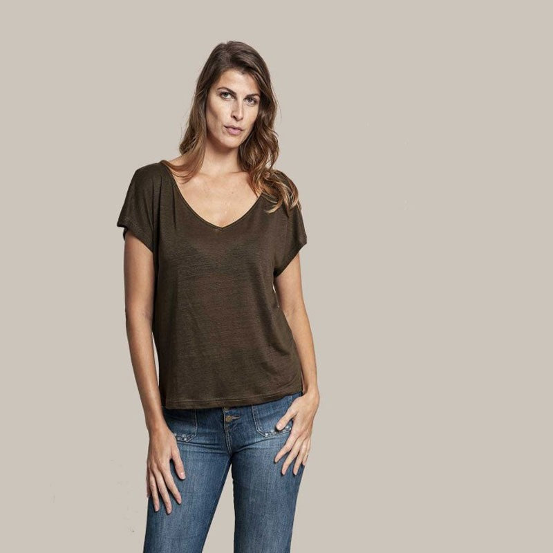 T-shirt en lin femme manche courte