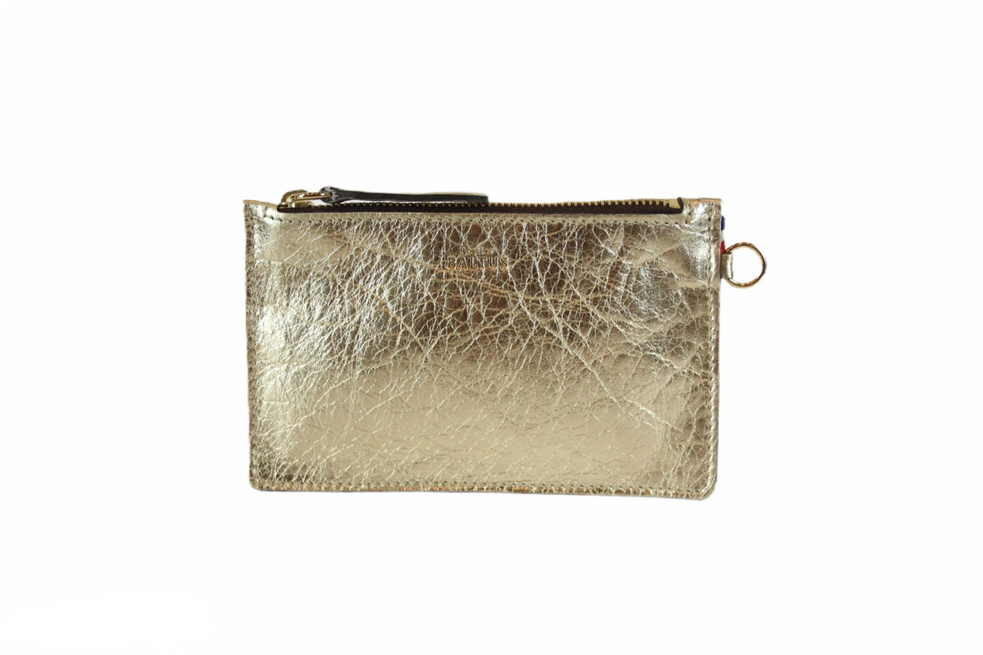 Pochette en cuir doré