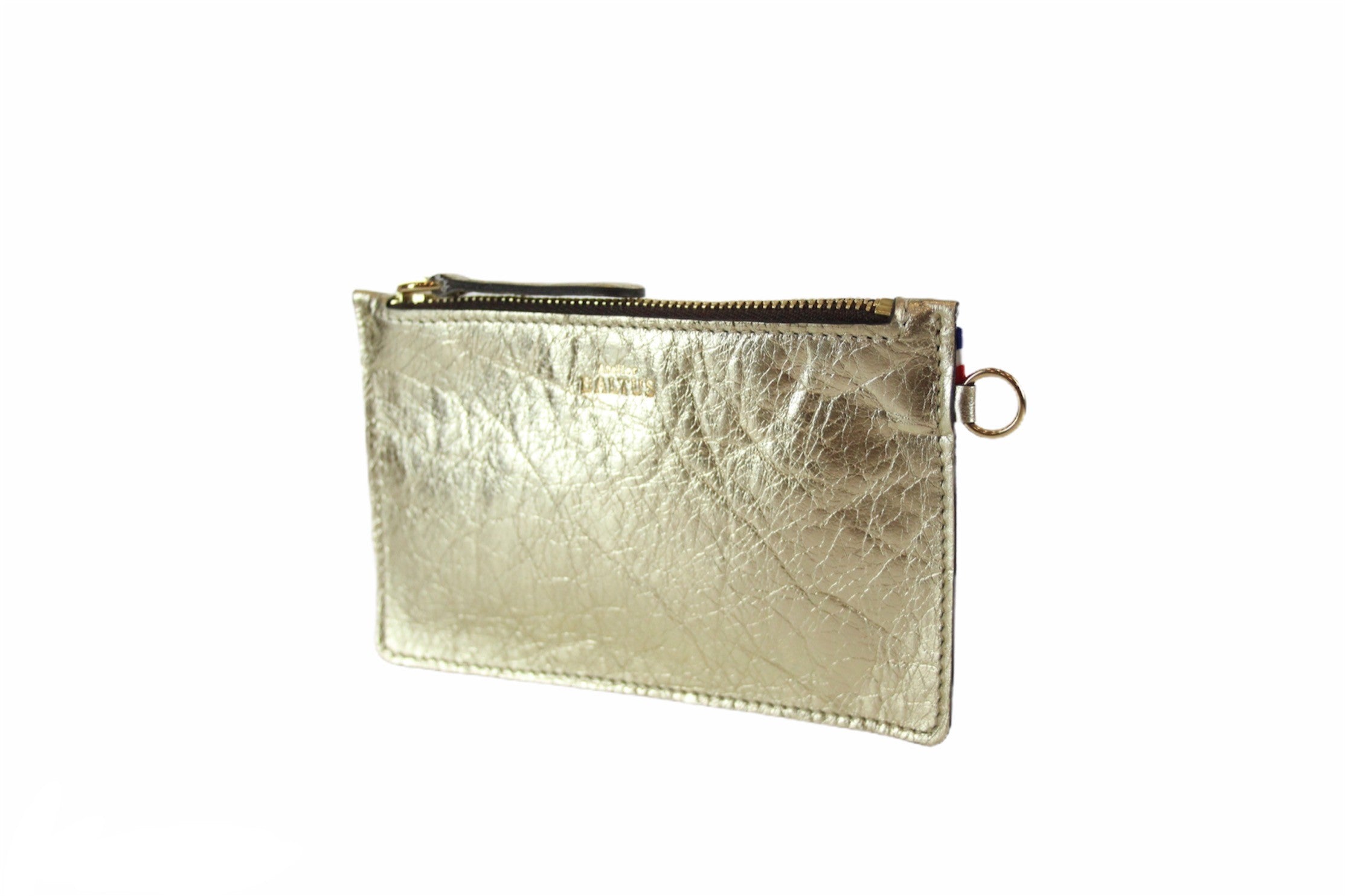 Pochette en cuir doré france
