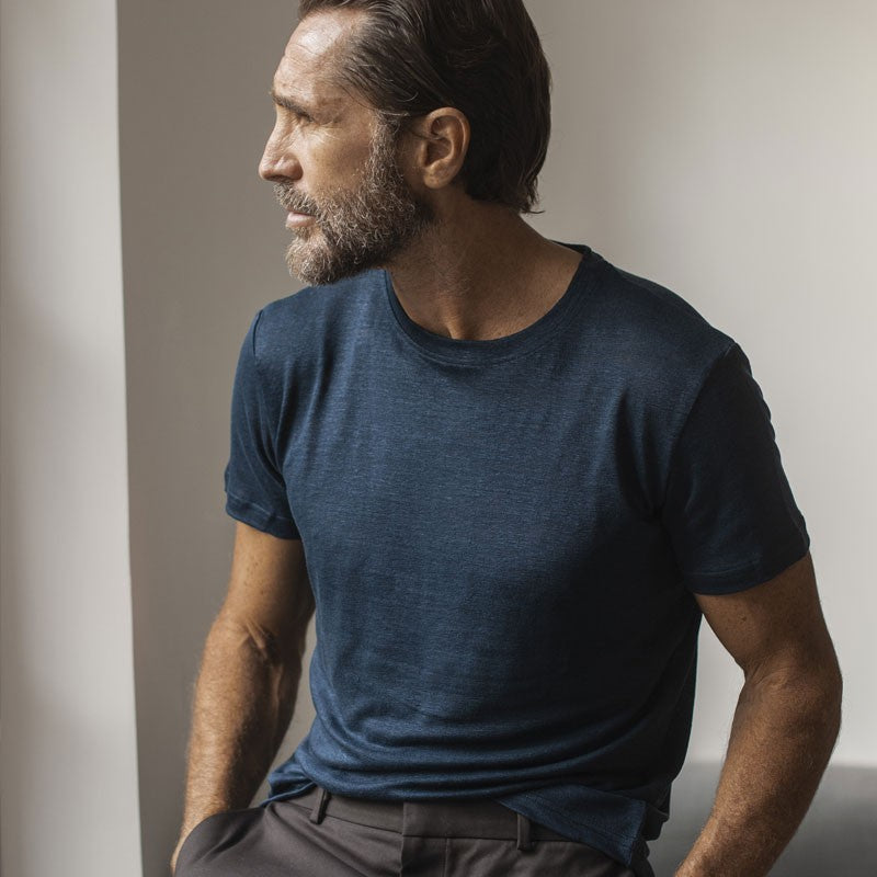 Tee-shirt en lin bio bleu