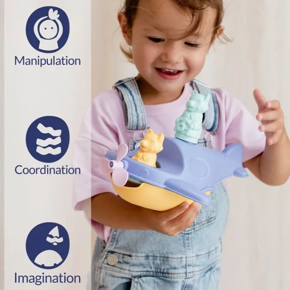 Jouet de Bain, Hydravion Bateau 2-en-1 et Figurine, Cadeau Noël Enfant 1 An