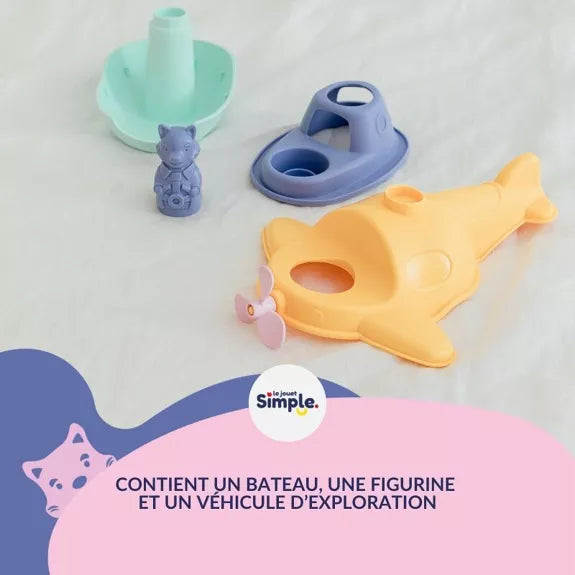 Jouet de Bain, Hydravion Bateau 2-en-1 et Figurine, Cadeau Noël Enfant 1 An
