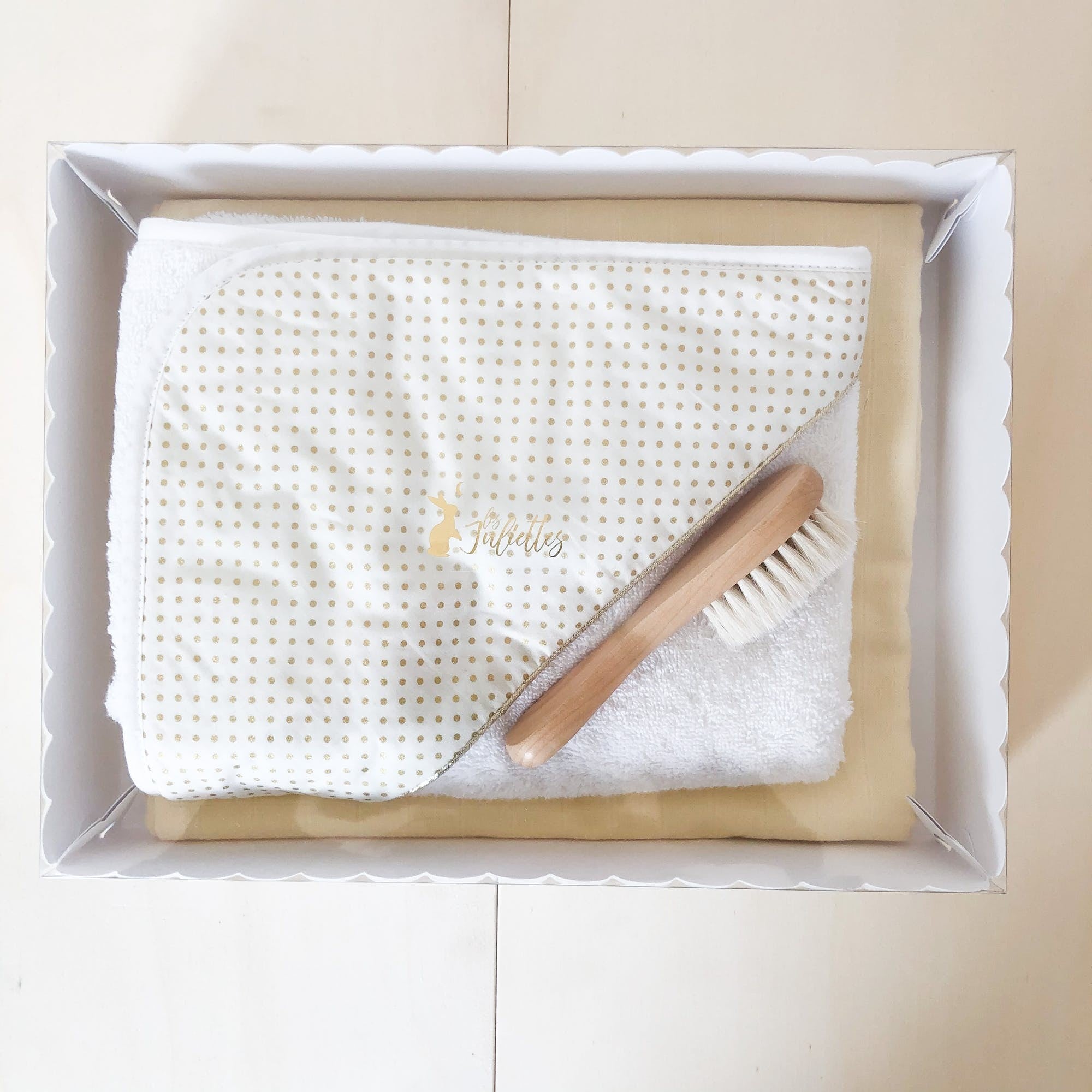 Coffret bain pois doré