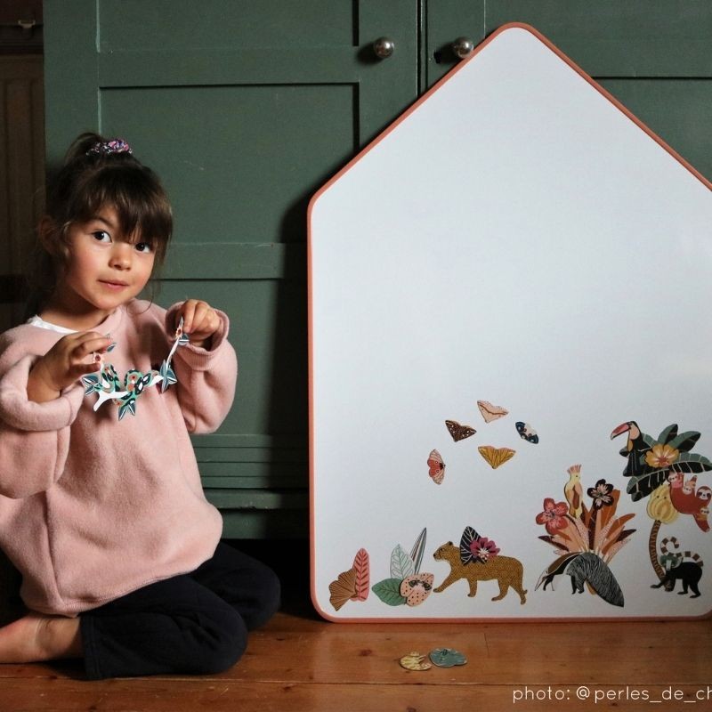 Grande ardoise magnétique et Magnet Animaux jungle made in France - Ma Cabane à Rêves