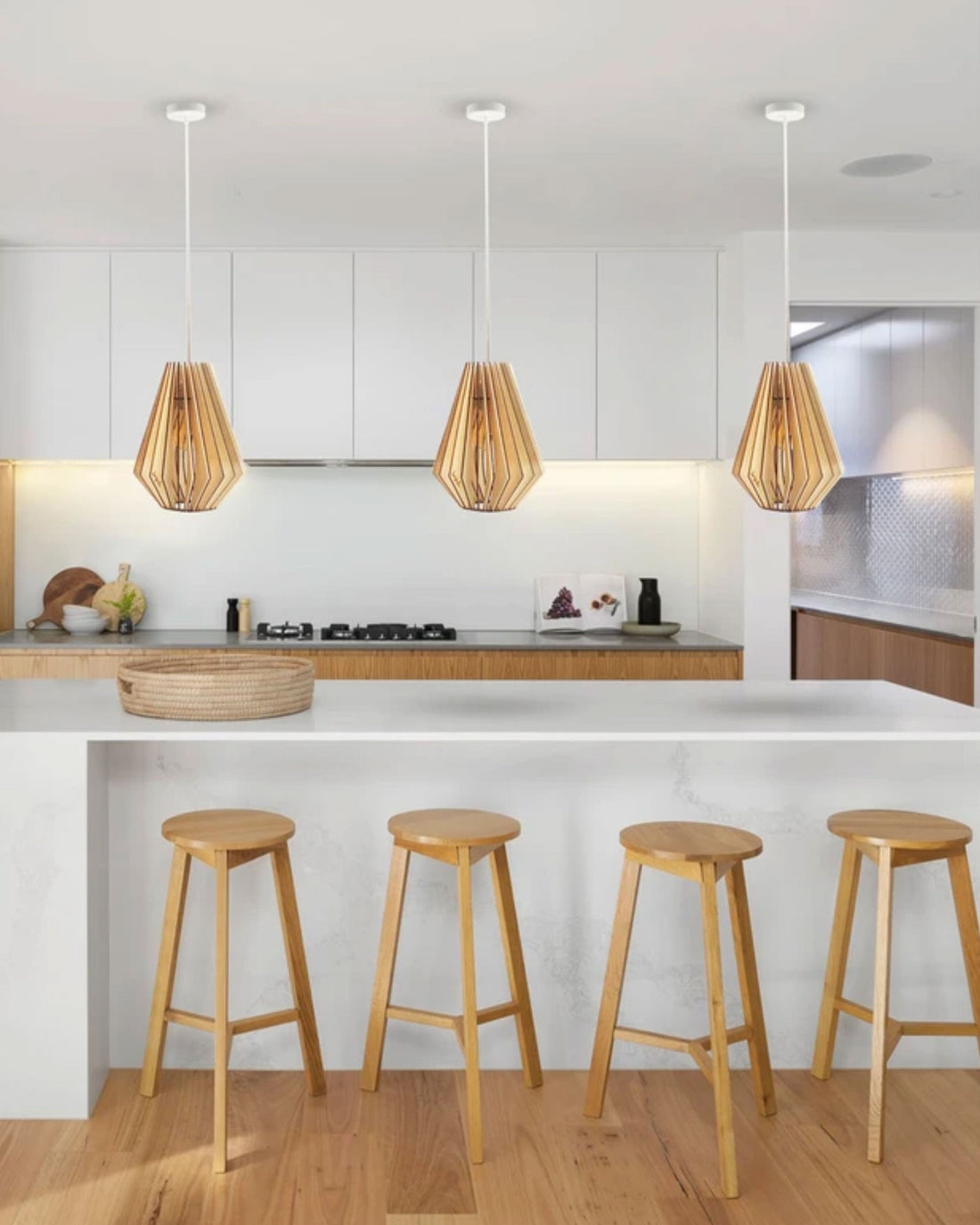 Suspension bois naturel bio sourcé Ambre - fabriquée en France par Atelier Loupiote