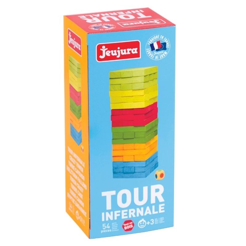 Boite Tour infernale colorée - jeu de société dès 3 ans - Jeujrua