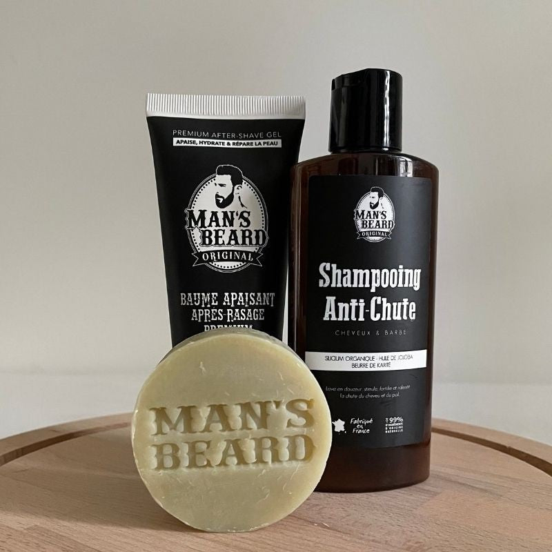 Après-rasage, Shampooing Anti-Chute, savon