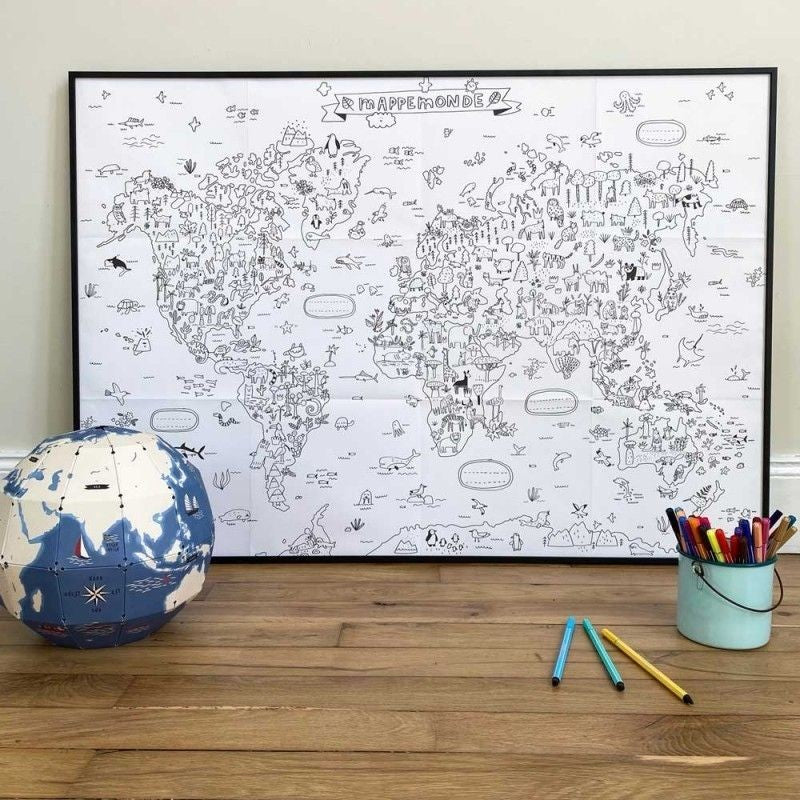 poster mappemonde à colorier