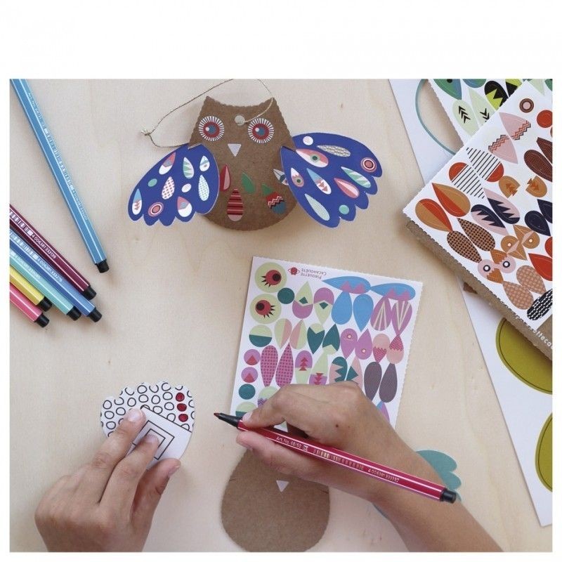 Kit créatif mes chouettes à personnaliser - en carton recyclé