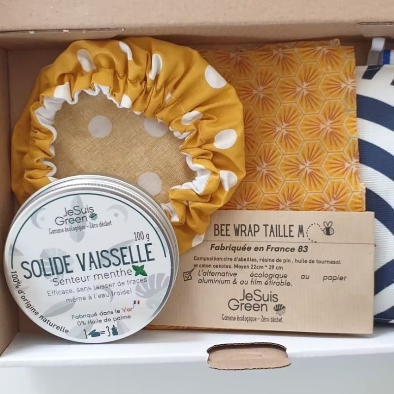 coffret éponge, charlotte et Bee wrap pour la cuisine