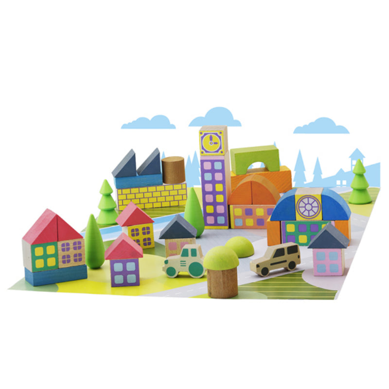 Jeu ludique dès 2 ans Minivillage - 40 pièces - Jouet en bois dès 2 ans - Jeujura
