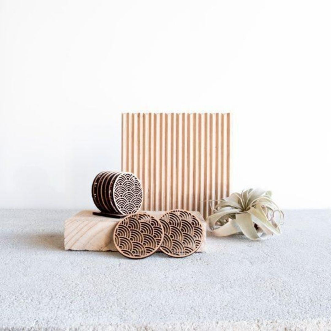 Dessous de verre en bois Fuji - Minimum design - Eco-responsable et Made in france