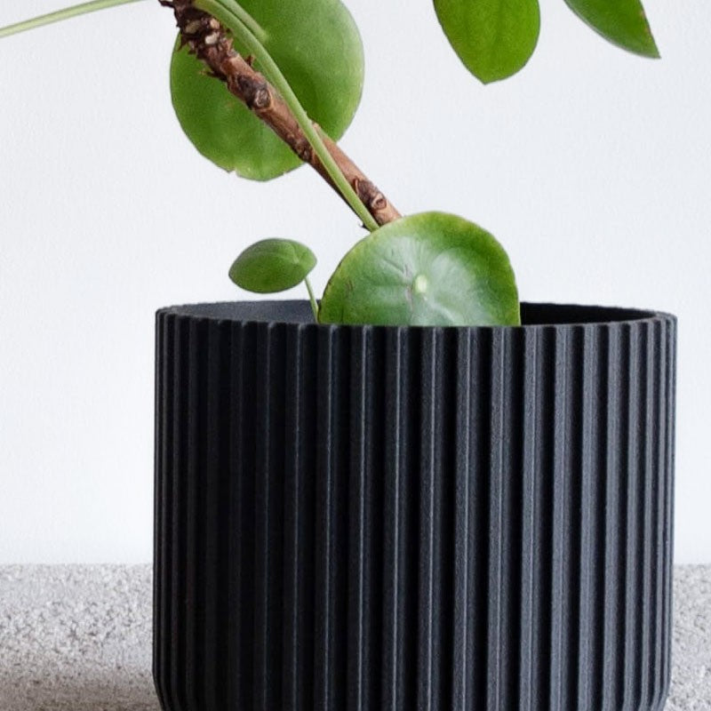 Jardinière pour plante grasse Stockholm noir en bois recyclé et bioplastique - Minimum design