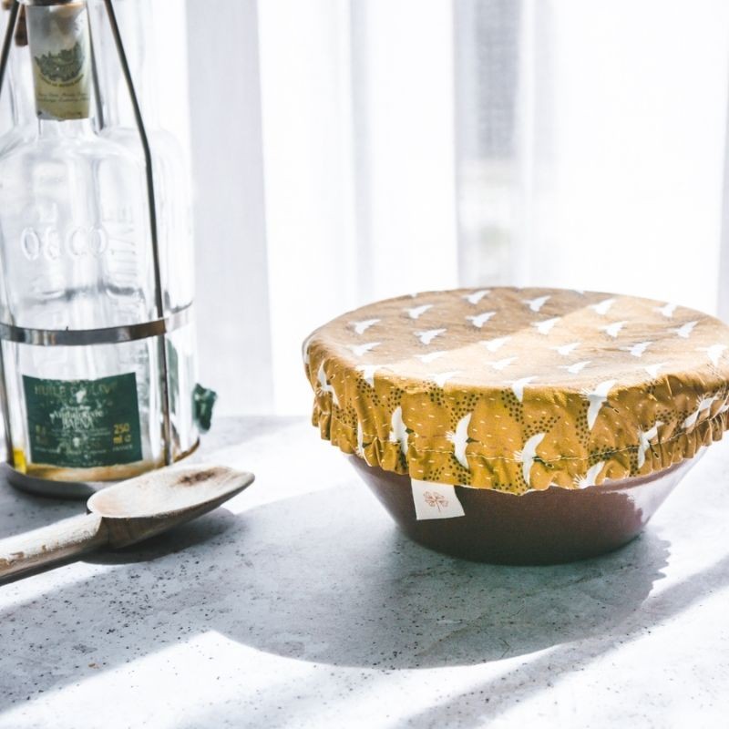 Charlotte alimentaire en tissu jaune - cuisine zéro déchet Maison durable