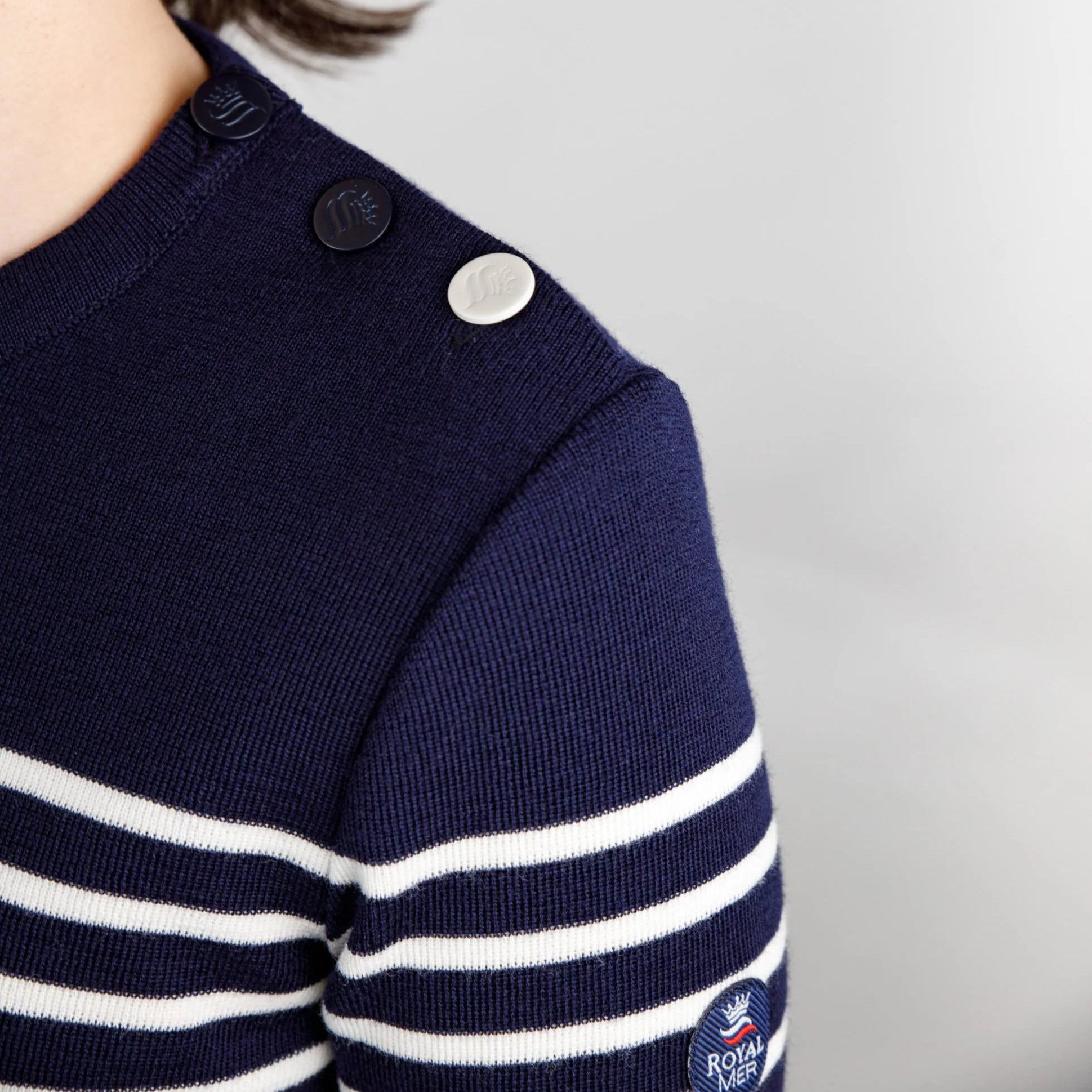 Pull marin rayé KLASEL F1 Bleu marine/ Ecru