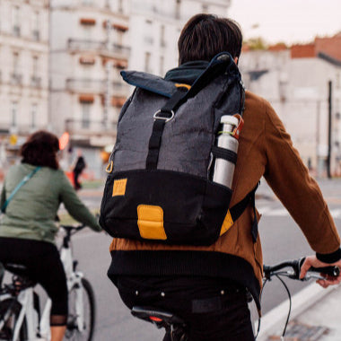 Sac à dos Dinghy Noir et cuir moutarde
