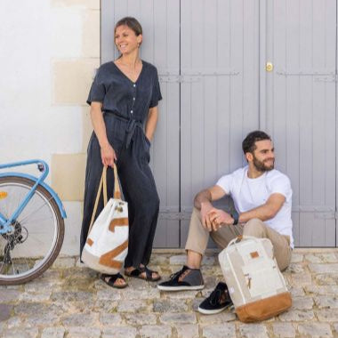 Sac à dos Willy Lin et cuir camel
