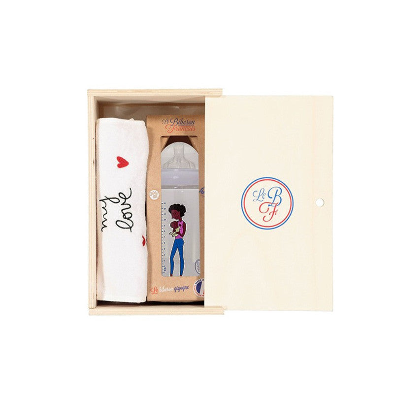 Coffret de naissance Le biberon français - Afro - Made in France