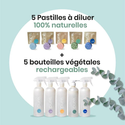 Maison green - Bouteilles végétales et recharges sans perturbateurs endocriniens, sans cancérogènes, sans mutagènes.