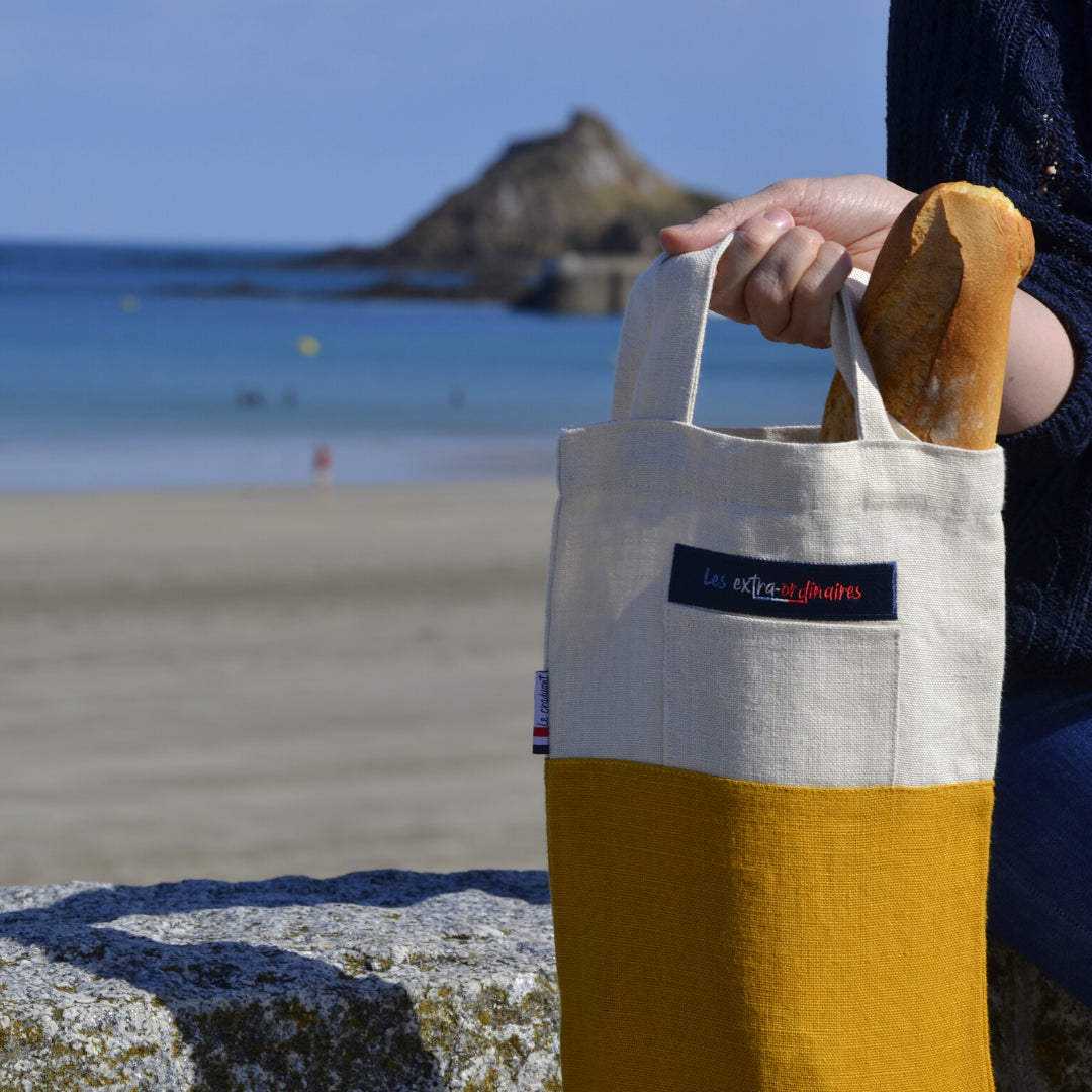 Sac à pain en lin made in France zéro déchet les extras ordinaires jaune 1