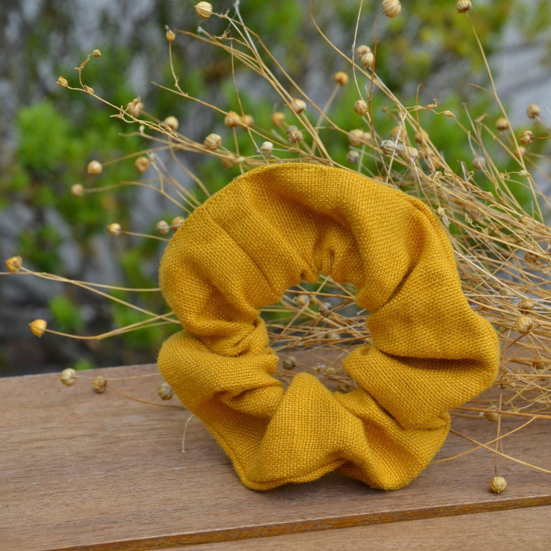 Chouchou pour les cheveux en lin 100% made in France Les extra-ordinaires jaune 2