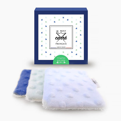 Lingettes bio lavables plus de 300 fois made in France Le Petit carré français bleu-vert 2