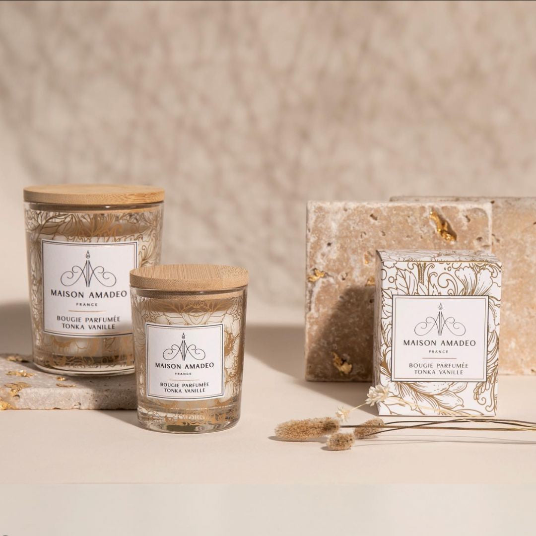 Bougie artisanale Parfumée - Tonka Vanille - Maison Amadeo