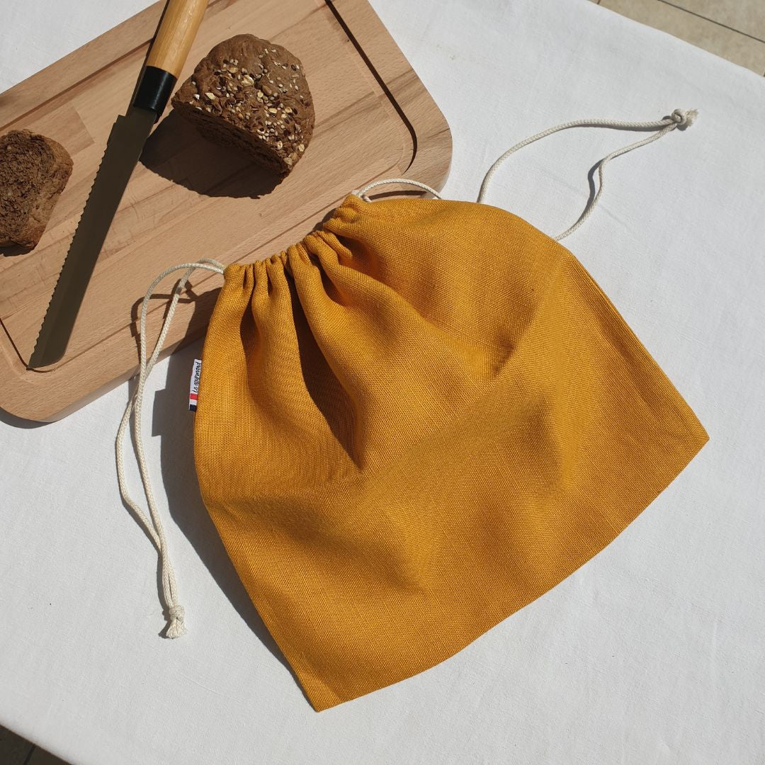 Sac à pain Gourmand en lin 100% eco-responsable et made in France jaune 1
