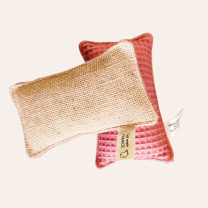 éponge biface en jute et coton terracotta