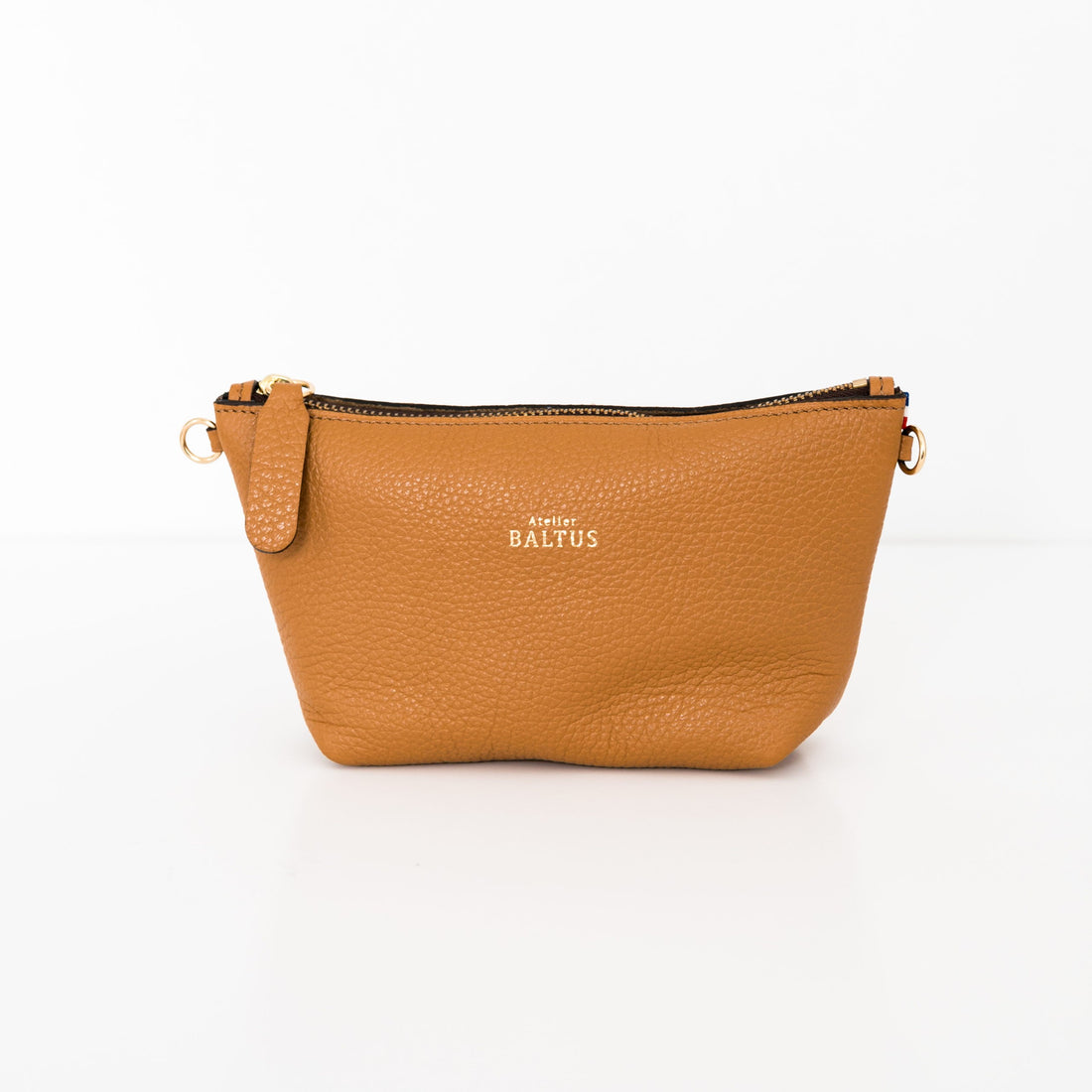 Pochette femme cuir camel fait main