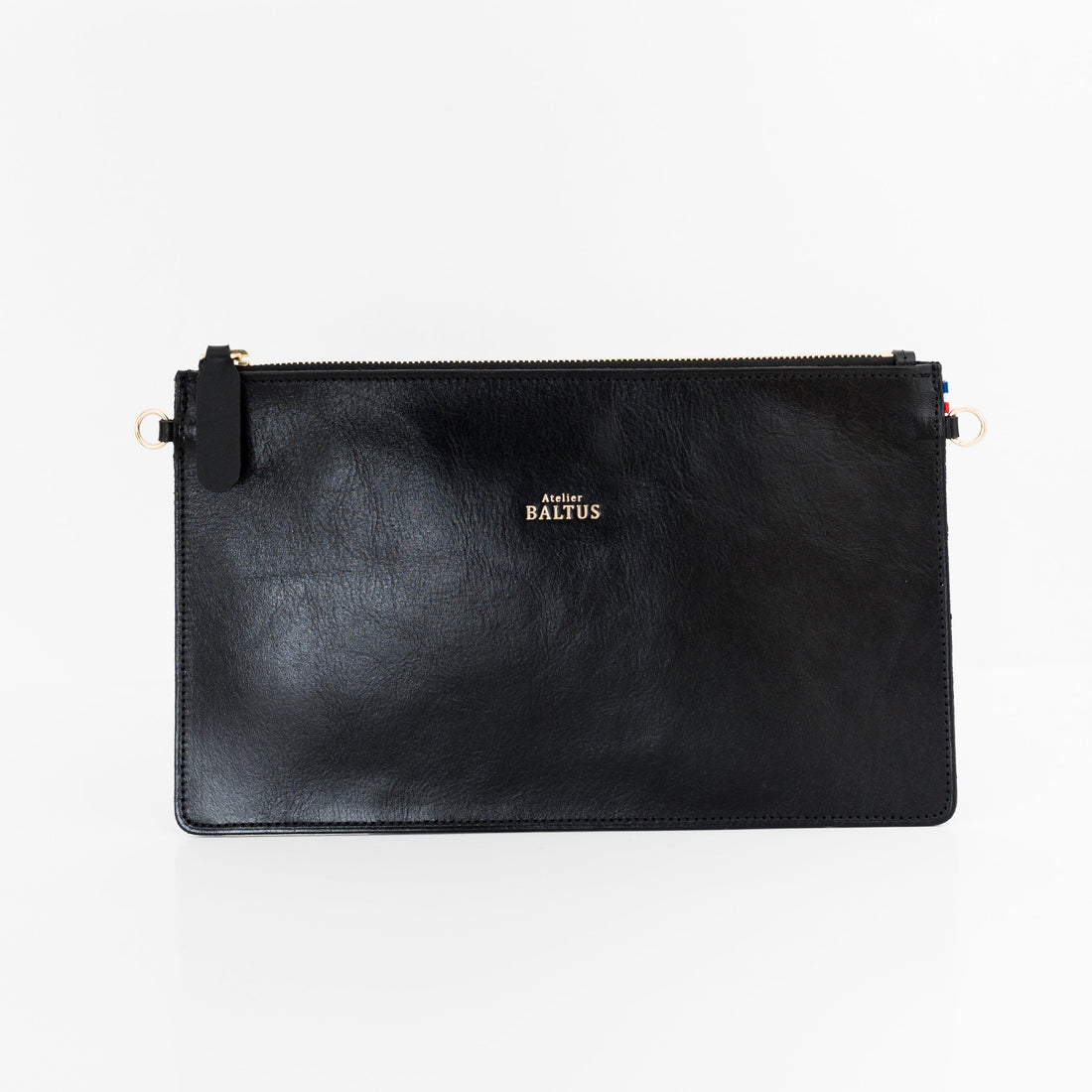 Pochette cuir noir fait main