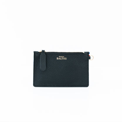 Pochette en cuir noir grainé