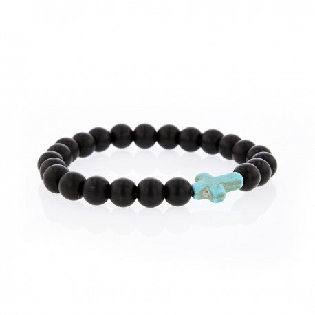 Bracelet Lucky homme onyx et croix