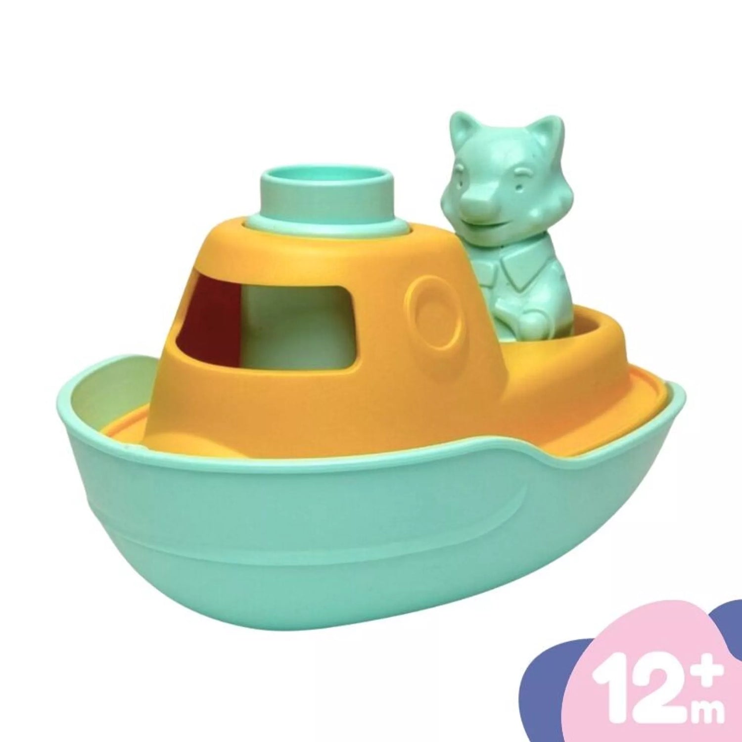 Jouet de Bain, Bateau 2 en 1 et Figurine, Plastique Recyclé, Cadeau Noël, Enfants 1 An